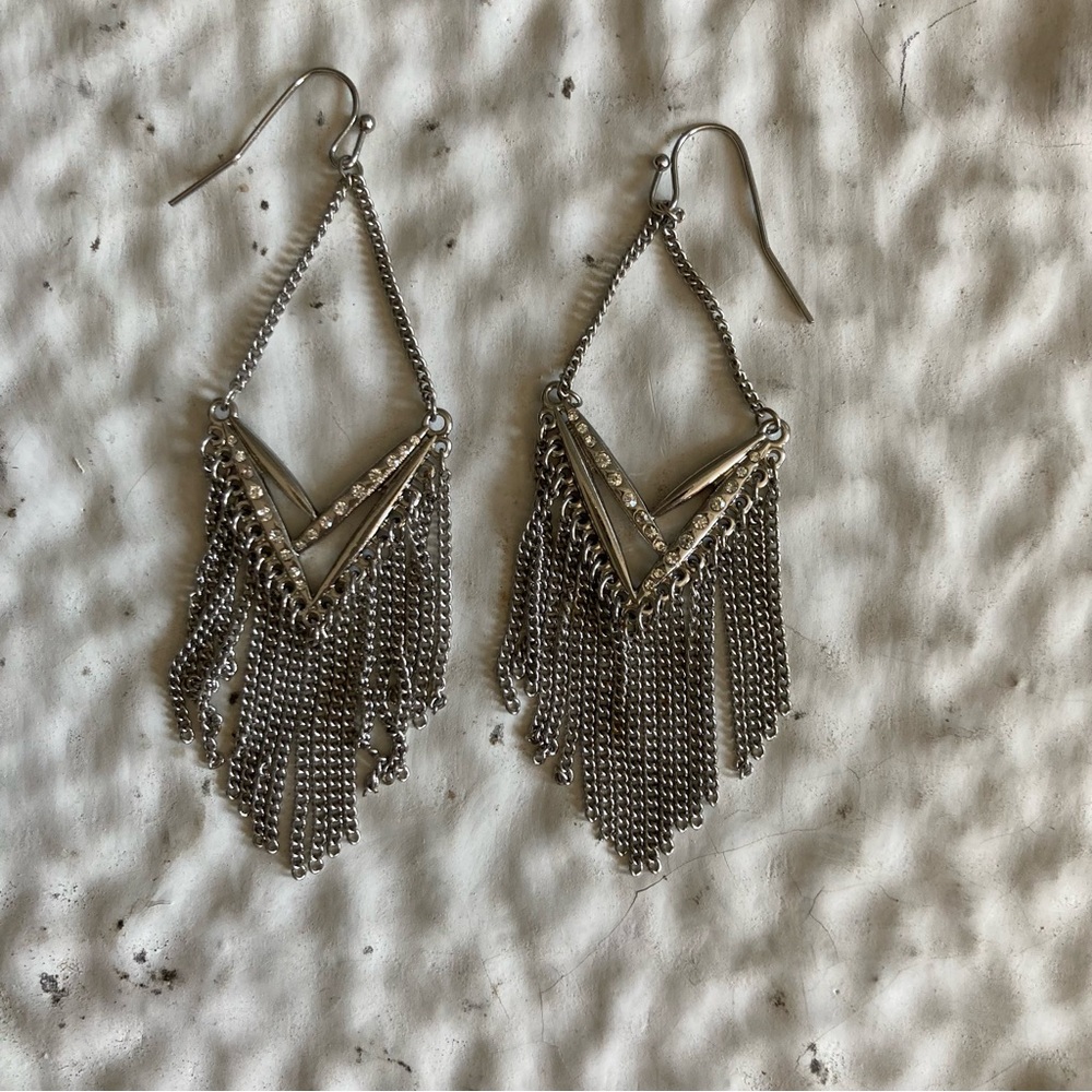 Boho Silver Chain French Hook Earrings